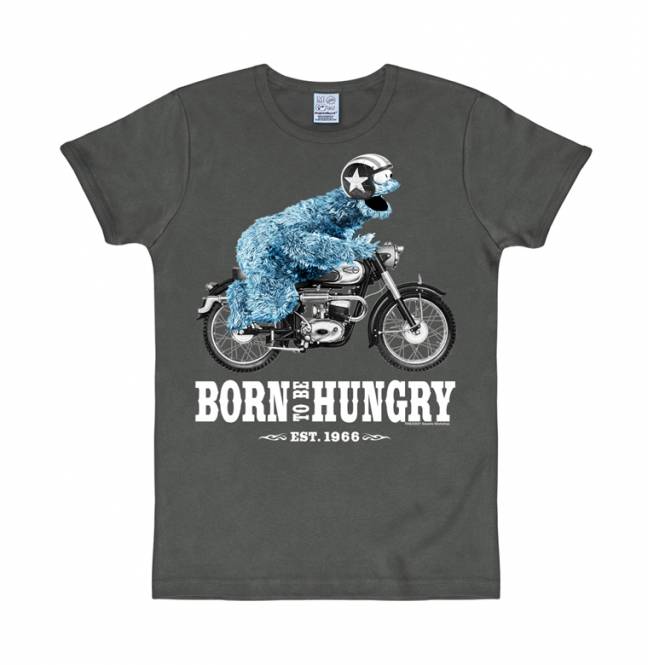 Logoshirt Sesamstrasse - Krümelmonster - Motorrad - Born To Be Hungry - T-Shirt Print - Herren