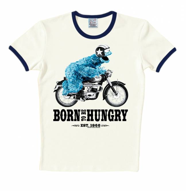 Logoshirt Sesamstrasse - Krümelmonster - Motorrad - Born To Be Hungry - T-Shirt Print - Herren