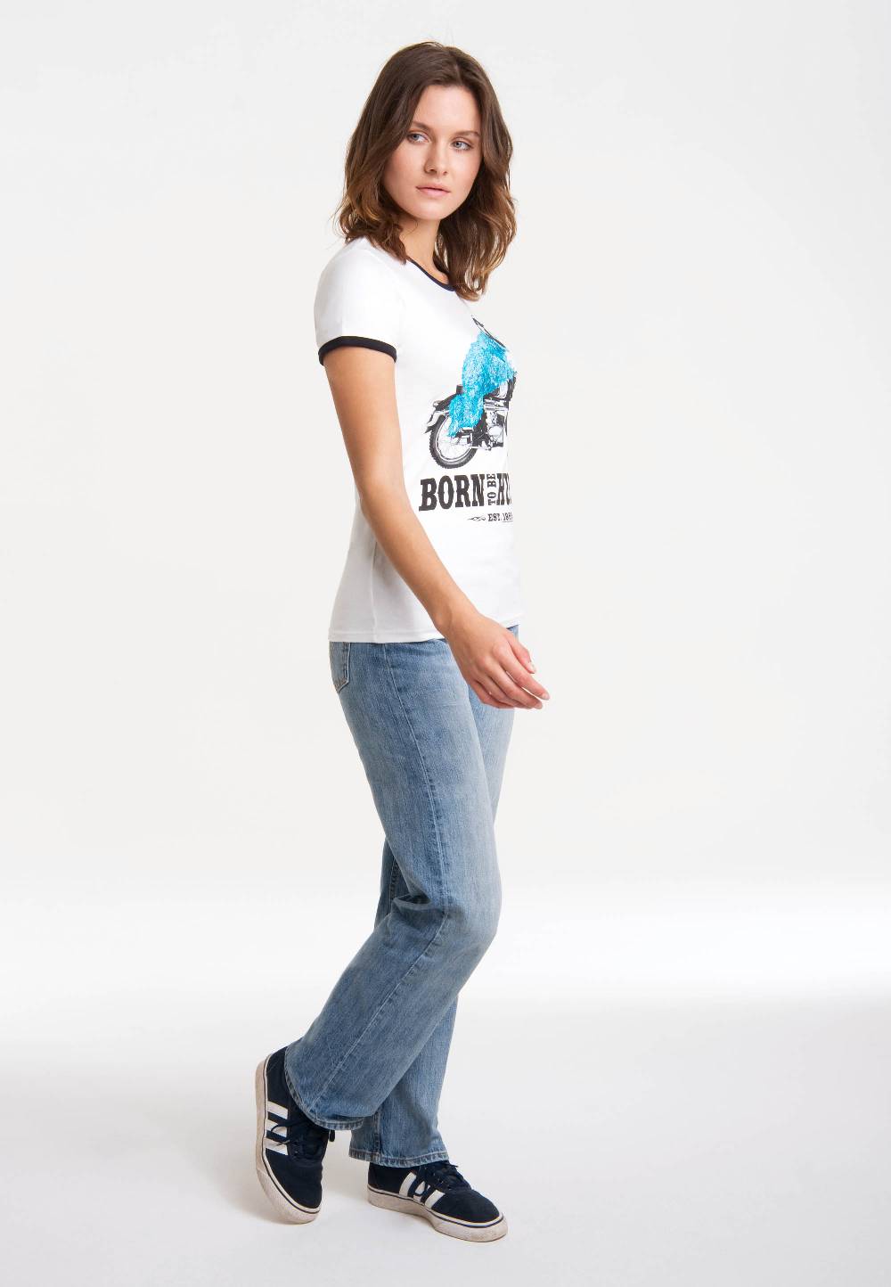 Logoshirt Sesamstrasse - Krümelmonster - Motorrad - Born To Be Hungry - T-Shirt Print - Damen