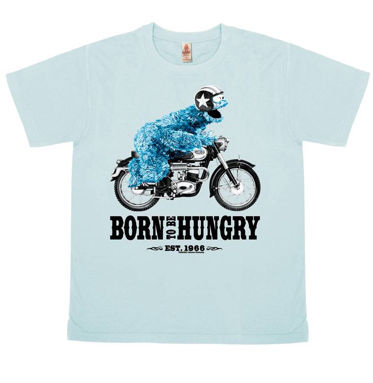Logoshirt Sesamstrasse - Krümelmonster - Motorrad - Born To Be Hungry - T-Shirt Vintage - Print - Damen
