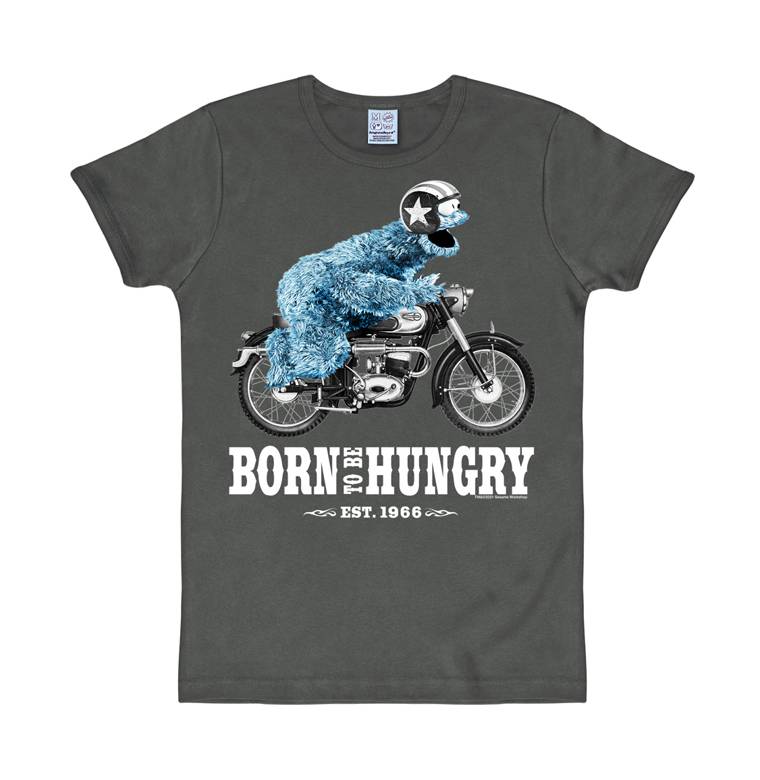 Logoshirt Sesamstrasse - Krümelmonster - Motorrad - Born To Be Hungry - T-Shirt Print - Damen