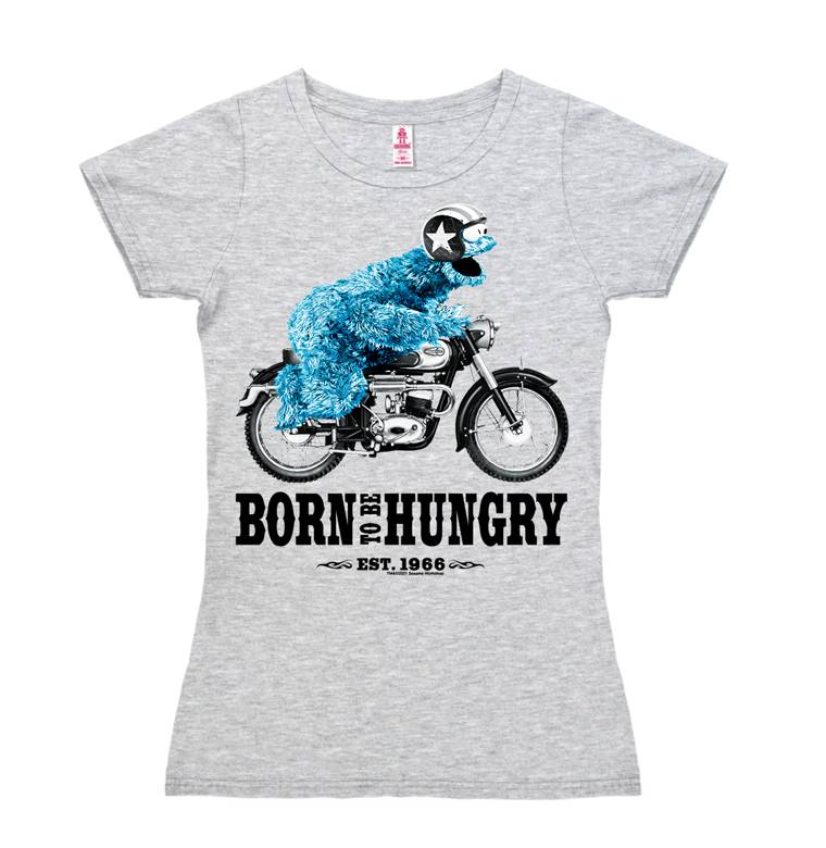 Logoshirt Sesamstrasse - Krümelmonster - Motorrad - Born To Be Hungry - T-Shirt Print - Damen