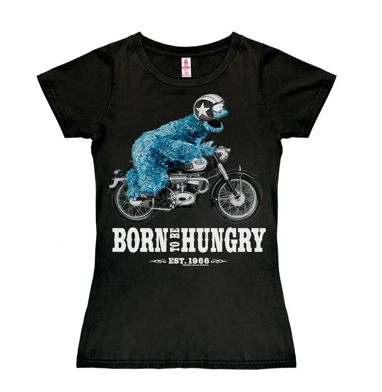 Logoshirt Sesamstrasse - Krümelmonster - Motorrad - Born To Be Hungry - T-Shirt Print - Damen