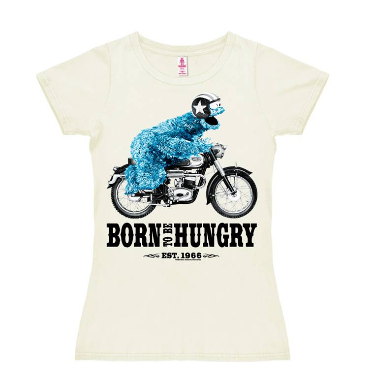 Logoshirt Sesamstrasse - Krümelmonster - Motorrad - Born To Be Hungry - T-Shirt Print - Damen