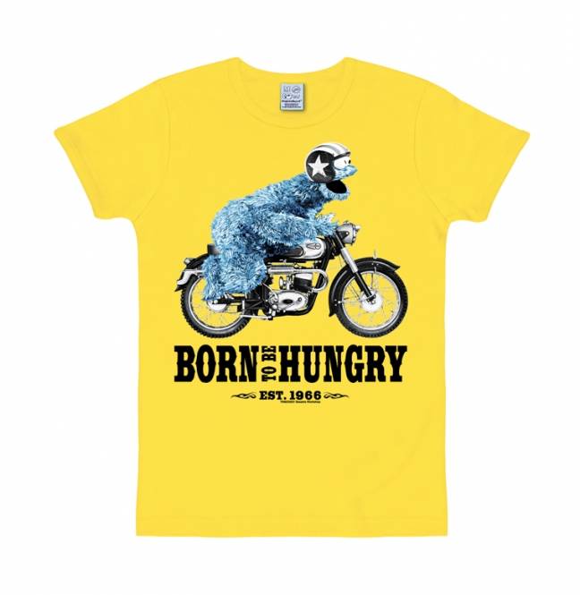Logoshirt Sesamstrasse - Krümelmonster - Motorrad - Born To Be Hungry - T-Shirt Print - Herren