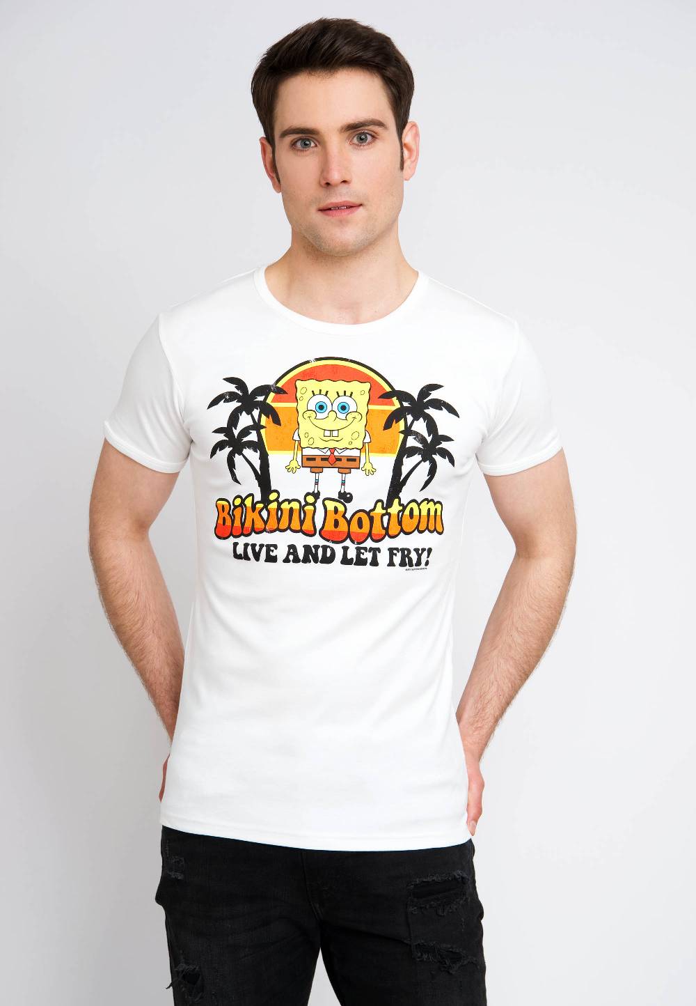 Logoshirt Spongebob - Bikini Bottom - Live And Let Fry - T-Shirt Print - Herren