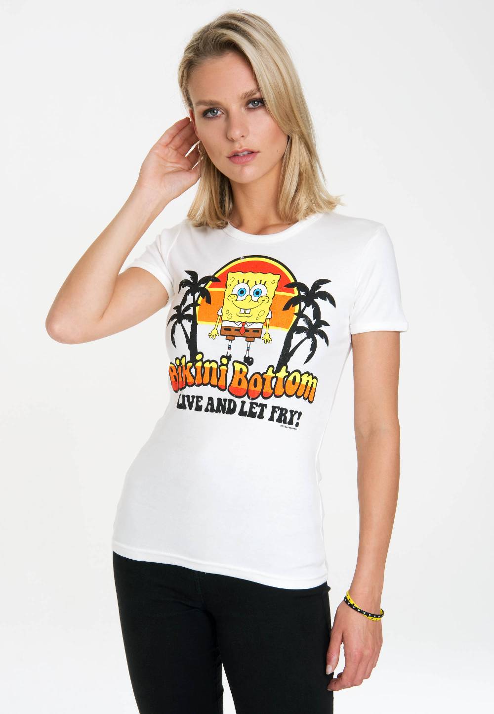 Logoshirt Spongebob - Bikini Bottom - Live And Let Fry - T-Shirt Print - Damen