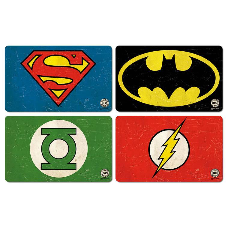 Logoshirt Superman Logo - Batman Logo - Green Lantern Logo - Flash Logo - DC Comics - 4er Set - Frühstücksbrettchen