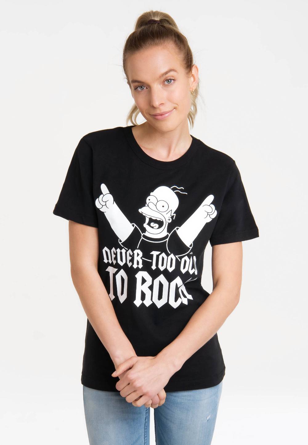 Logoshirt The Simpsons - Homer Simpson - Never Too Old To Rock - T-Shirt Print - Damen