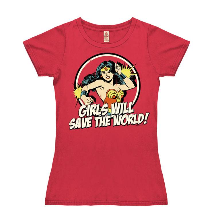 Logoshirt Wonder Woman - Girls Will Save The World - DC Comics - Vintage - T-Shirt Print - Damen