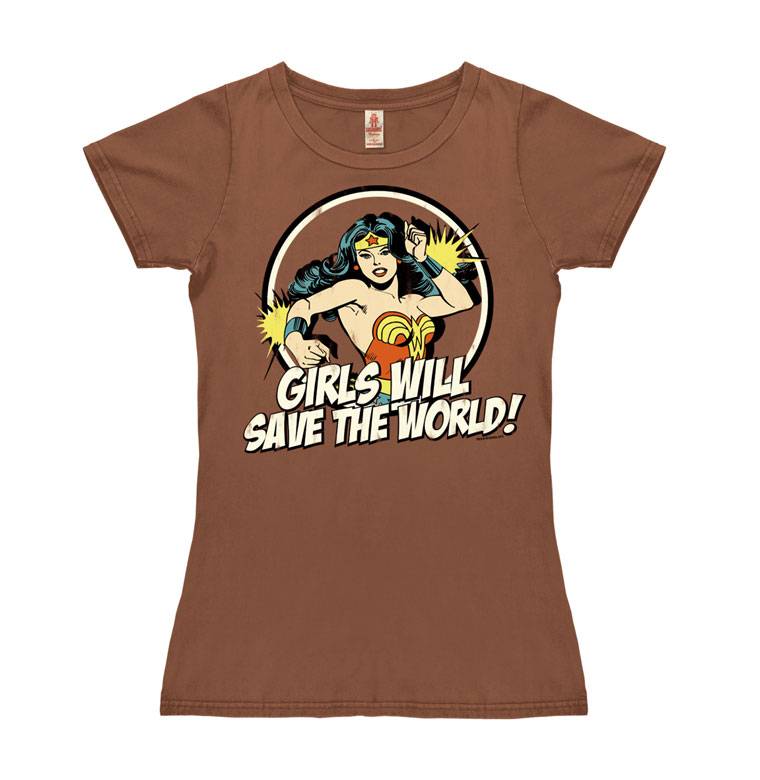 Logoshirt Wonder Woman - Girls Will Save The World - DC Comics - Vintage - T-Shirt Print - Damen