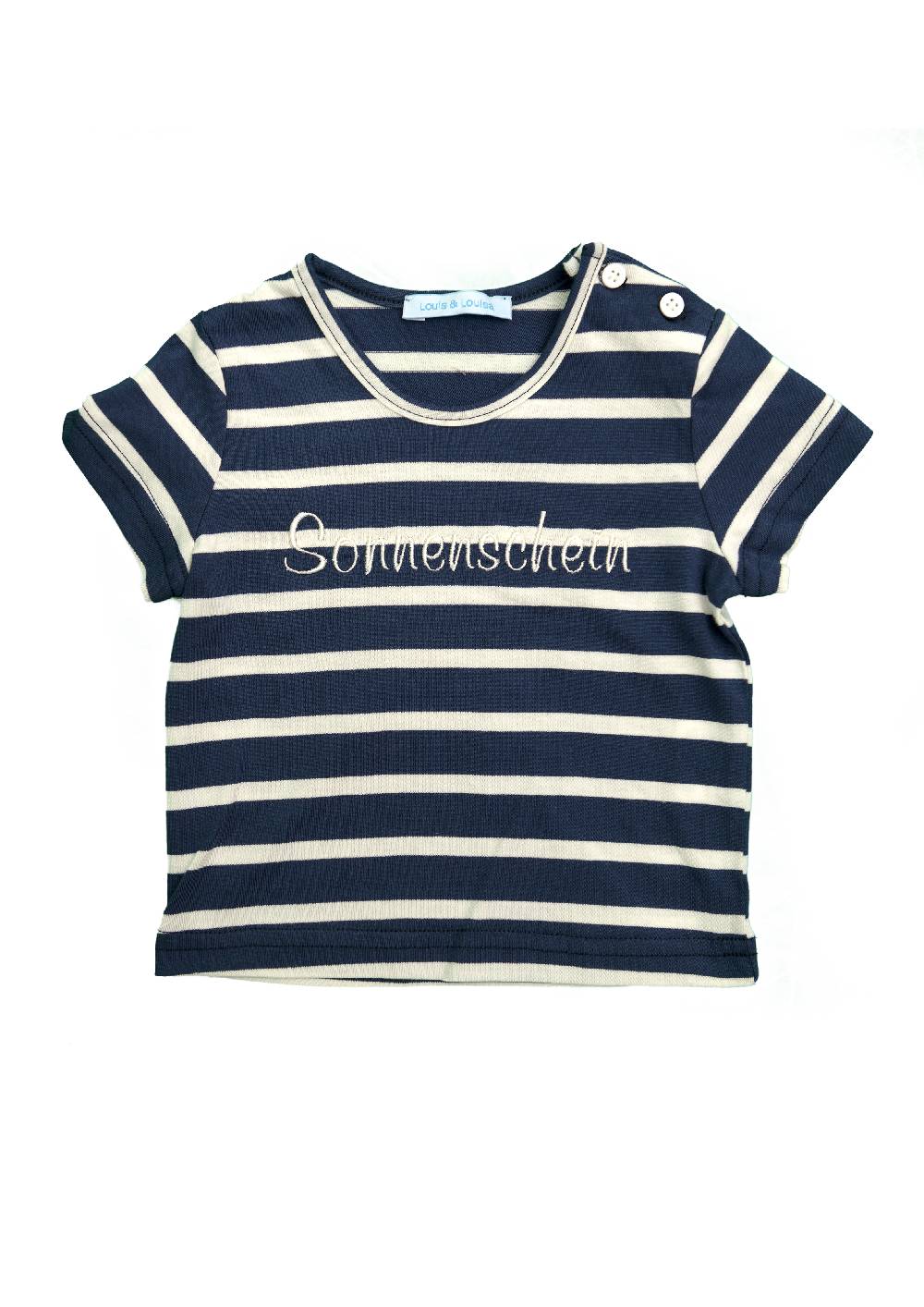 Louis & Louisa Baby Shirt "Sonnenschein", dunkelblau gestreift
