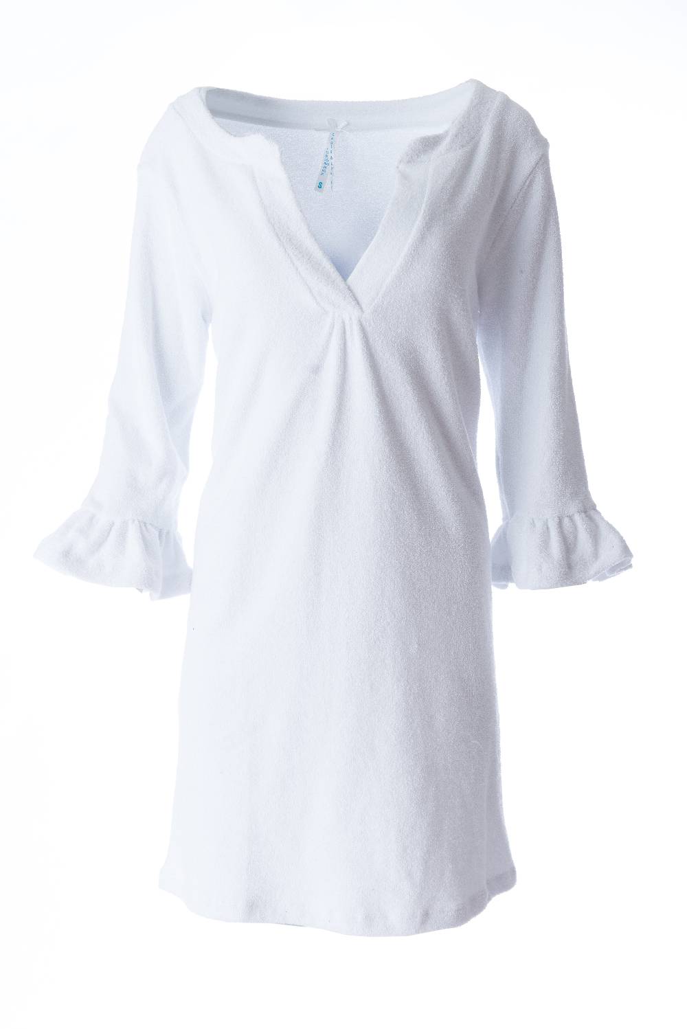 Louis & Louisa Badekleid Frottee Damen, weiß mit Rüsche