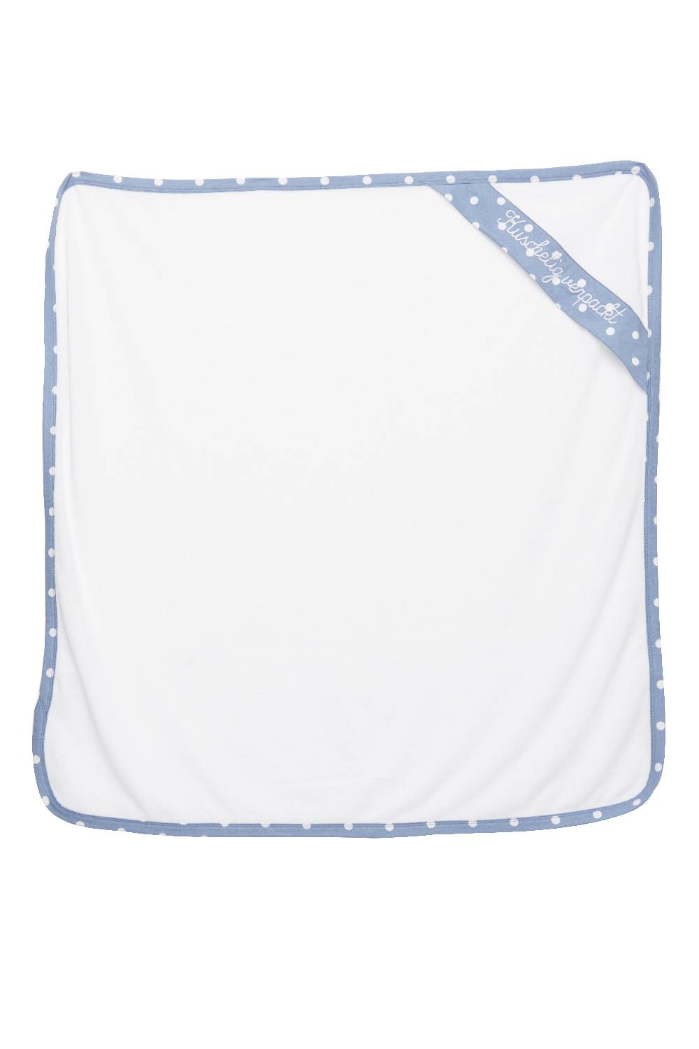 Louis & Louisa Badetuch Baby "Kuschelig verpackt", weiß / blau Pünktchen