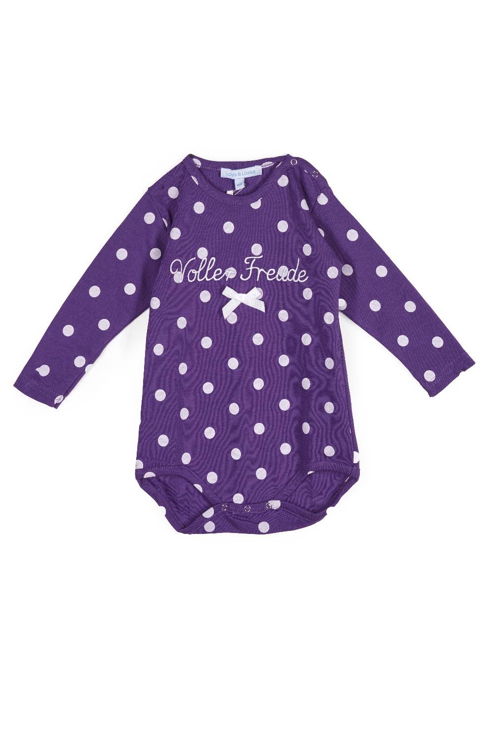 Louis & Louisa Body Baby langarm "Voller Freude", lila allover