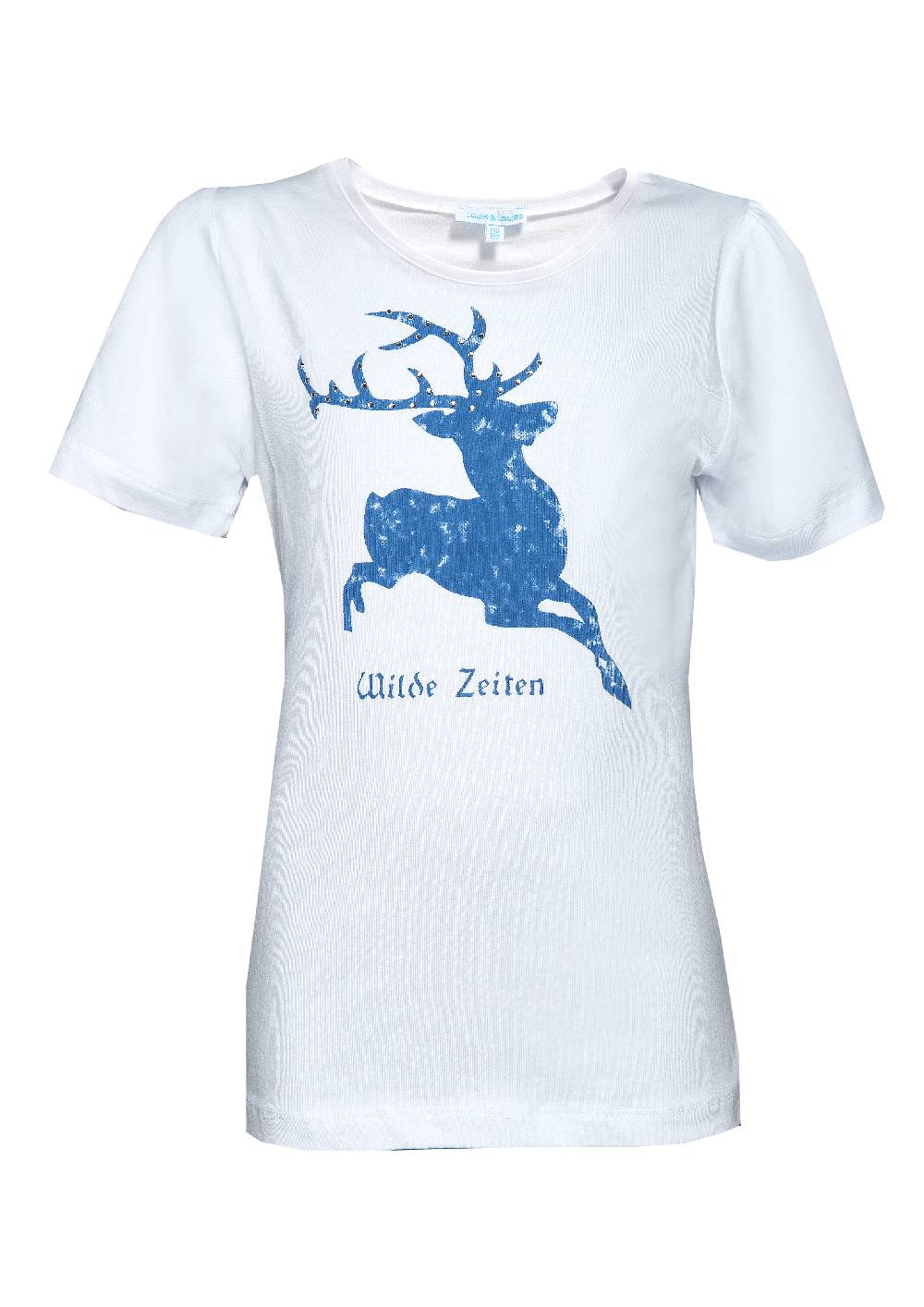 Louis & Louisa Hirsch Camouflage, Kindershirt weiß mit blau