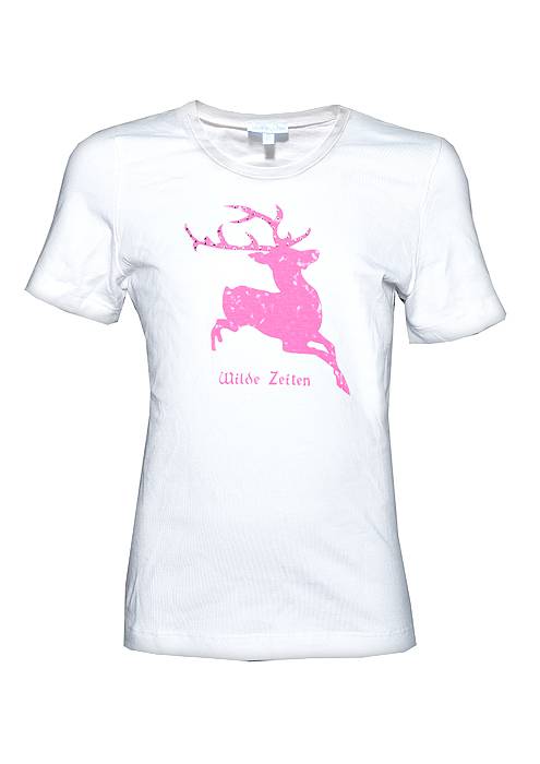 Louis & Louisa Hirsch Camouflage, Kindershirt weiß mit pink Louis & Louisa Hirsch Camouflage, Kindershirt weiß mit pink