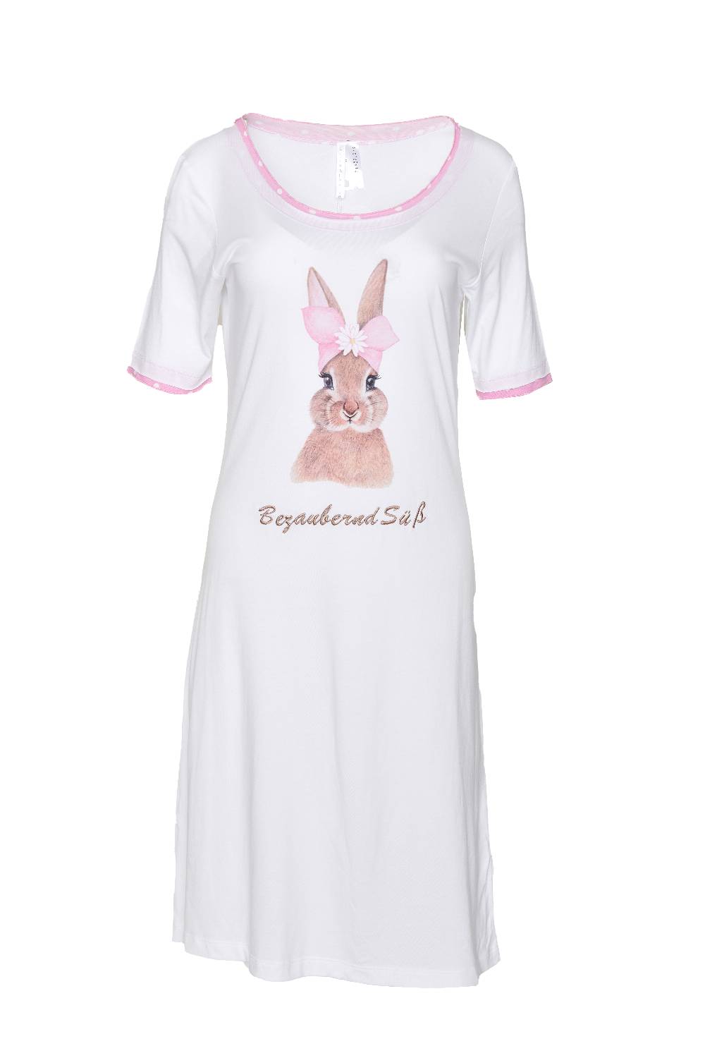 Louis & Louisa Nachthemd Damen "Hase Druck", weiß