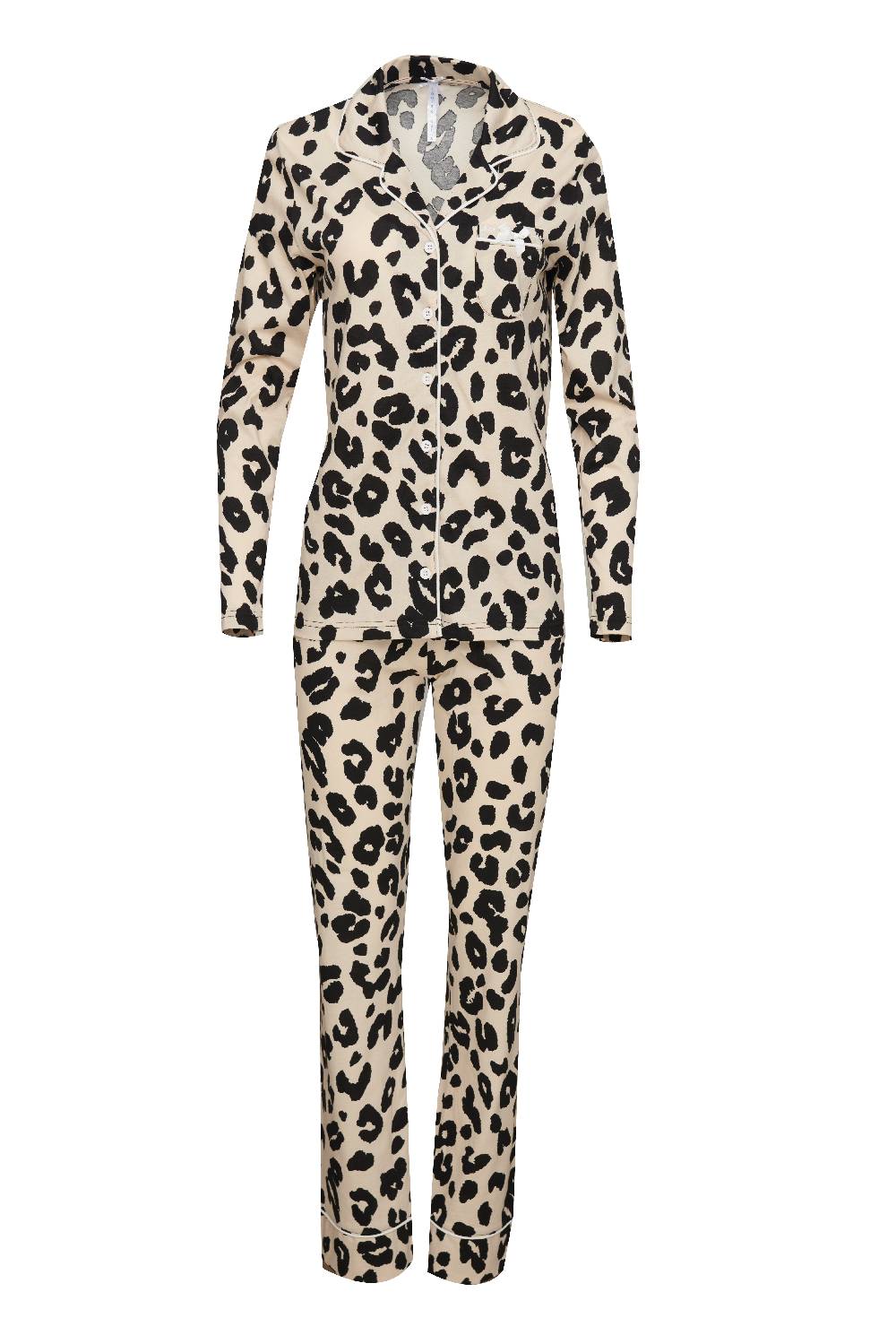 Louis & Louisa Pyjama Damen Knopfleiste Leo allover Louis & Louisa Pyjama Damen Knopfleiste Leo allover