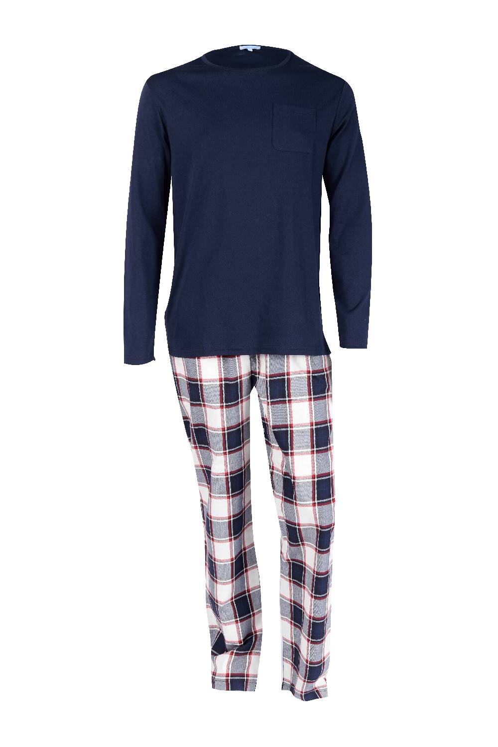 Louis & Louisa Pyjama Herren mit Tasche, blau / flanell Louis & Louisa Pyjama Herren mit Tasche, blau / flanell