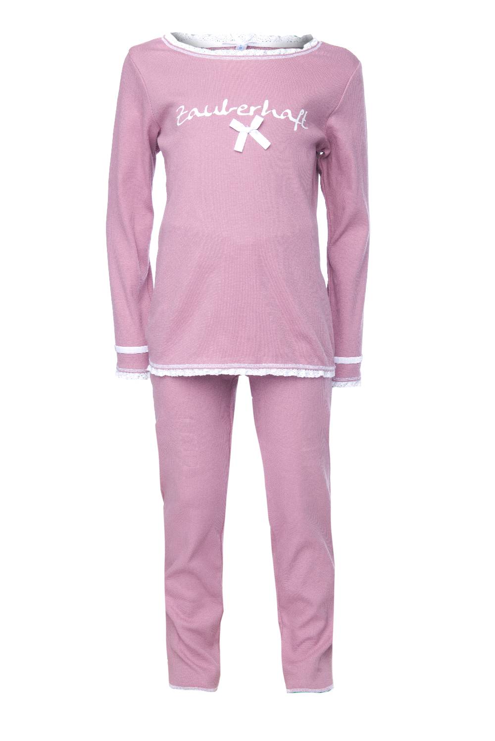 Louis & Louisa Pyjama Kinder Rippe "Zauberhaft", rosa Louis & Louisa Pyjama Kinder Rippe "Zauberhaft", rosa