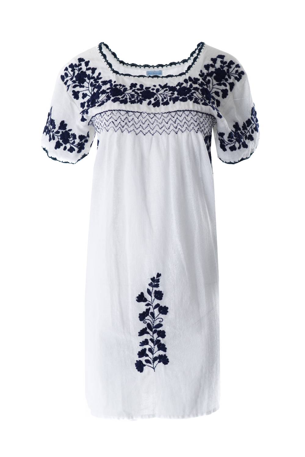 Louis & Louisa Tunika handbestickt, Damen, weiß/blau