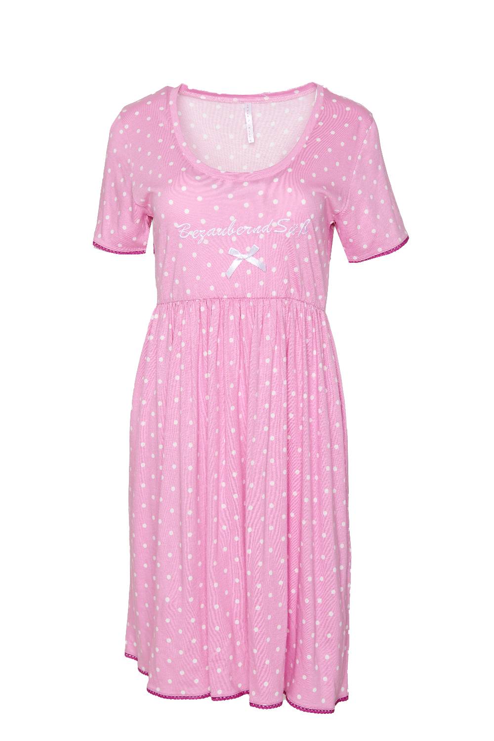 Louis & Louisa Nachthemd Damen Babydoll "Bezaubernd süß", rosa allover