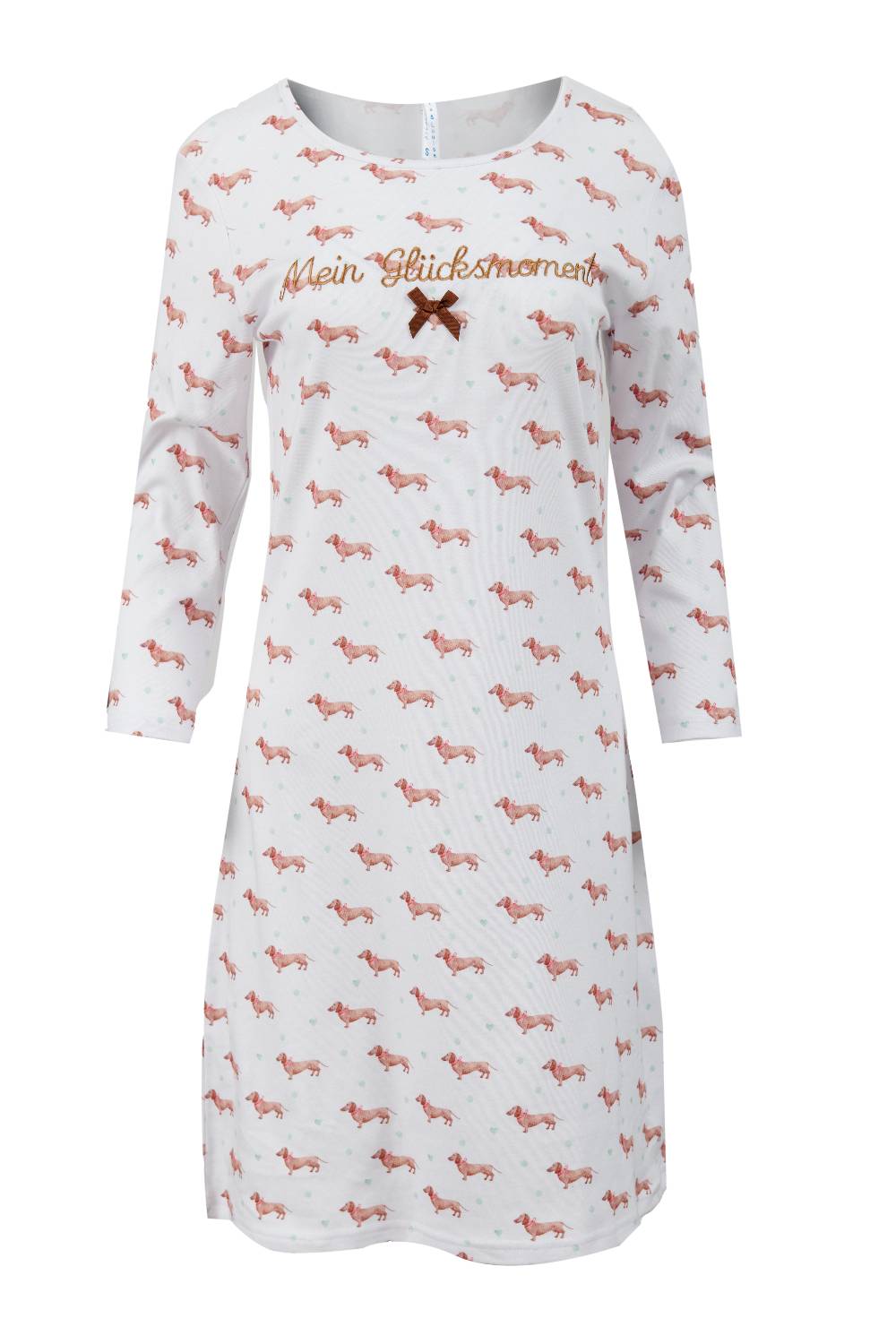 Louis & Louisa Nachthemd Damen Basic "Mein Glücksmoment", Dackel allover