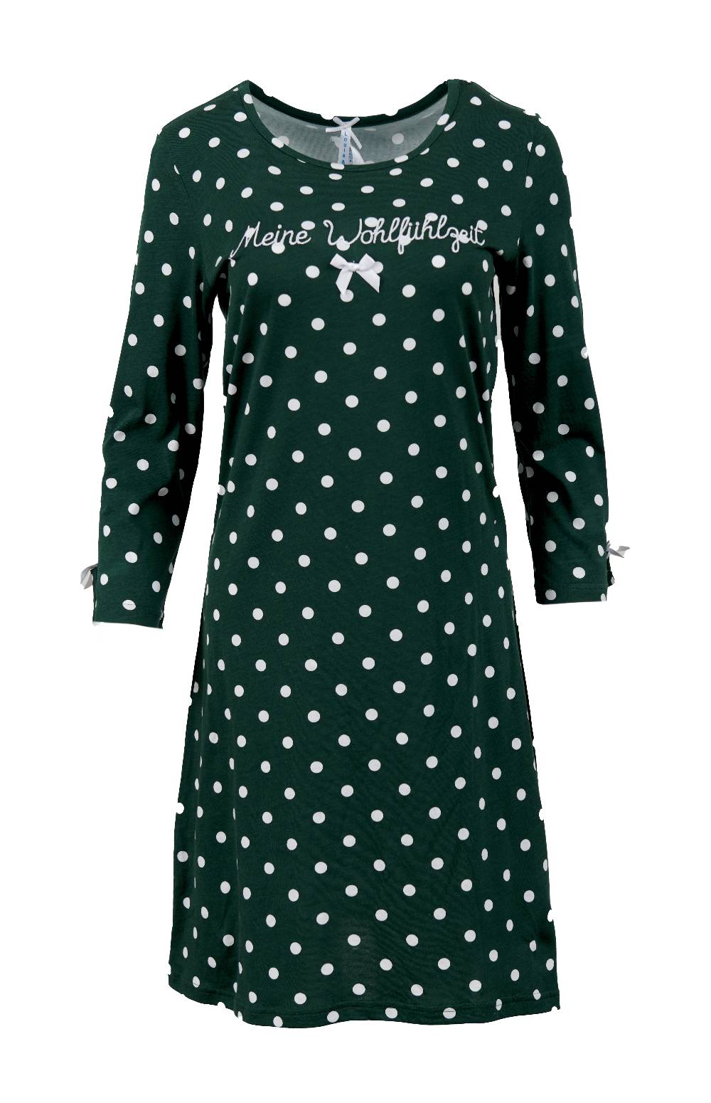 Louis & Louisa Nachthemd Damen Basic "Meine Wohlfühlzeit", grün allover