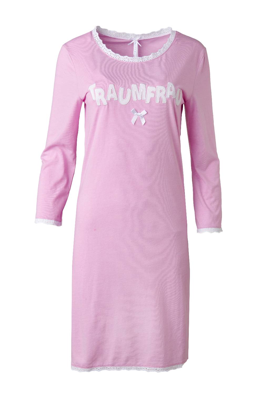 Louis & Louisa Nachthemd Damen Basic mit Spitze "Traumfrau", rosa