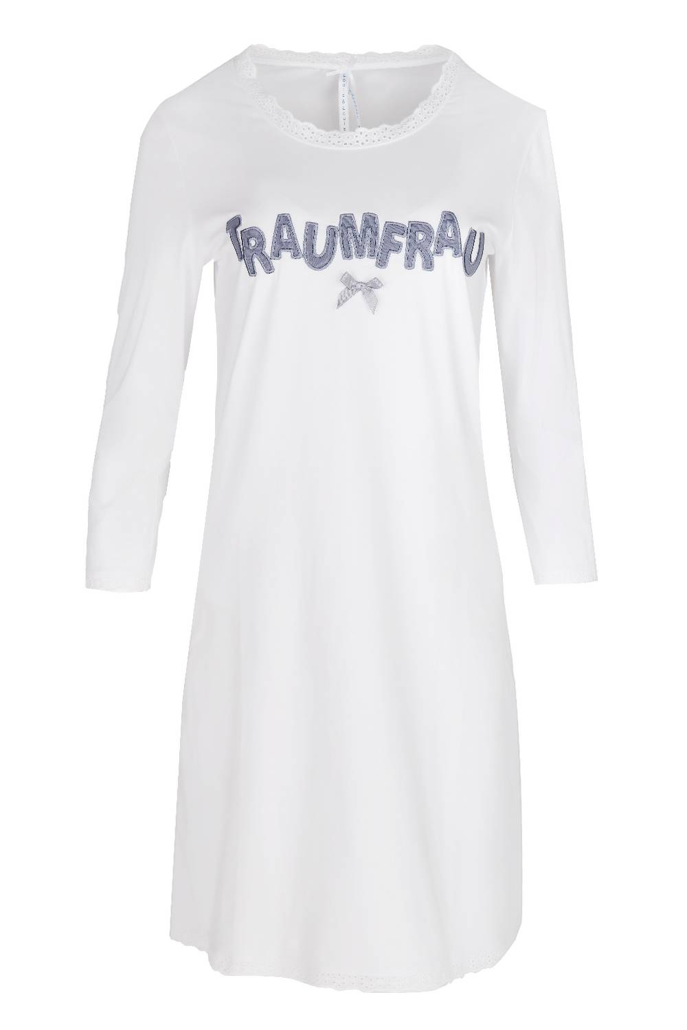 Louis & Louisa Nachthemd Damen Basic mit Spitze "Traumfrau", weiß