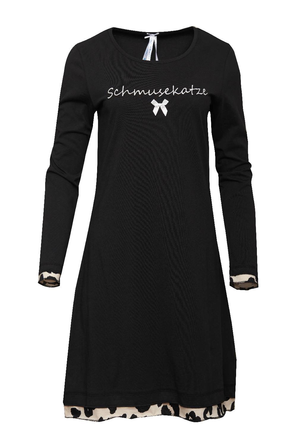 Louis & Louisa Nachthemd Damen Basic "Schmusekatze", schwarz