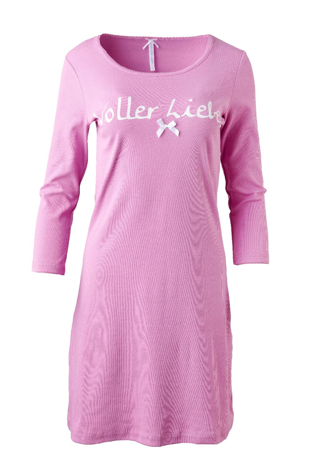 Louis & Louisa Nachthemd Damen Rippe "Voller Liebe", pink