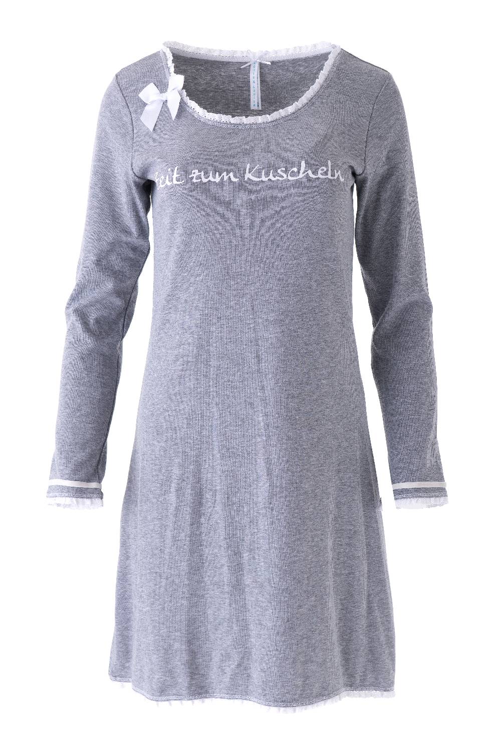 Louis & Louisa Nachthemd Damen Rippe "Zeit zum Kuscheln", grau Louis & Louisa Nachthemd Damen Rippe "Zeit zum Kuscheln", grau