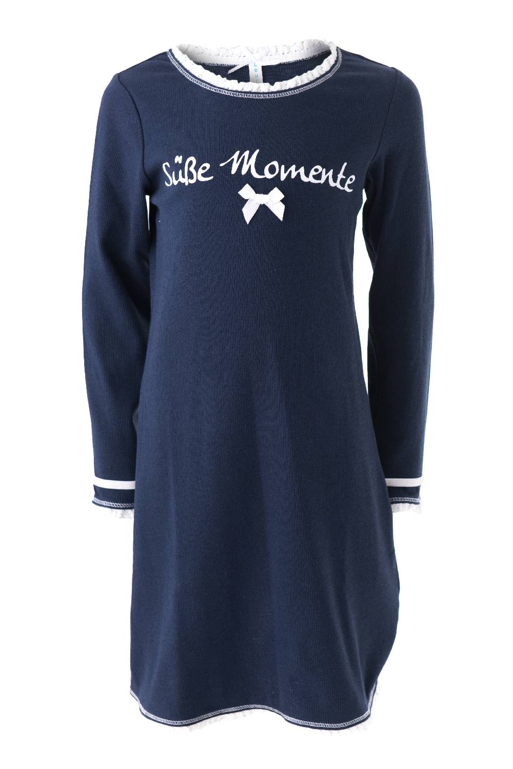 Louis & Louisa Nachthemd Kinder Rippe "Süße Momente", blau Louis & Louisa Nachthemd Kinder Rippe "Süße Momente", blau