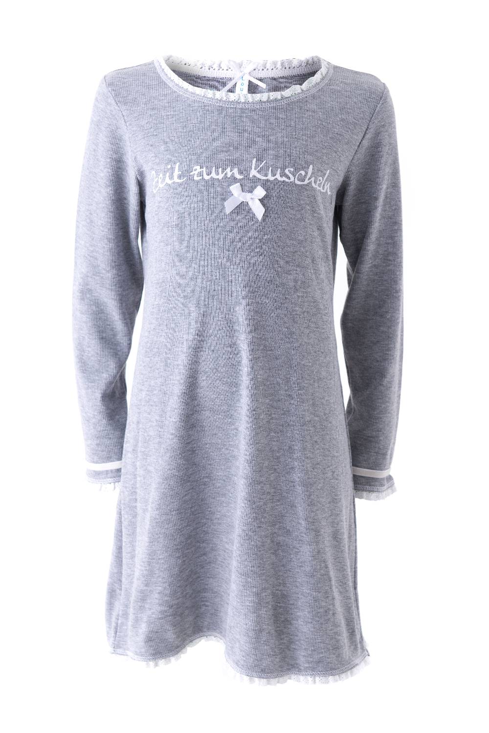 Louis & Louisa Nachthemd Kinder Rippe "Zeit zum Kuscheln", grau Louis & Louisa Nachthemd Kinder Rippe "Zeit zum Kuscheln", grau