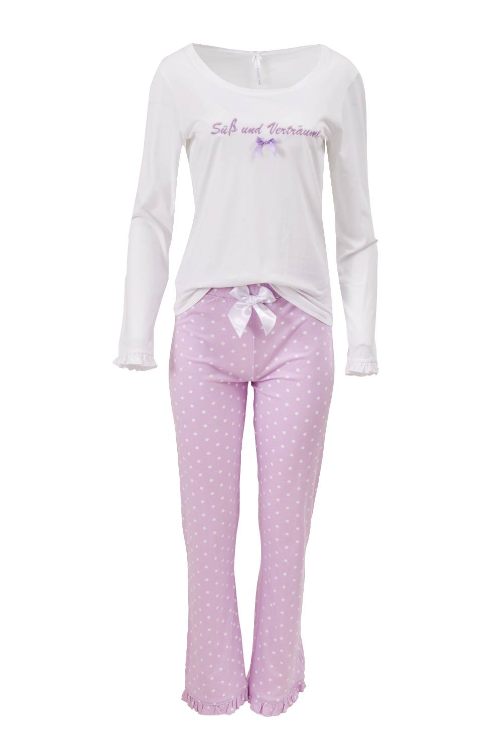Louis & Louisa Pyjama Basic "Süß und verträumt", weiß/ flieder allover