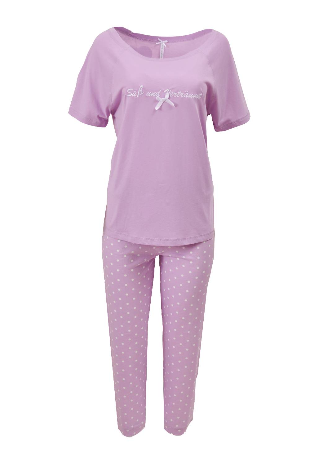 Louis & Louisa Pyjama Capri "Süß und verträumt", flieder/ flieder allover