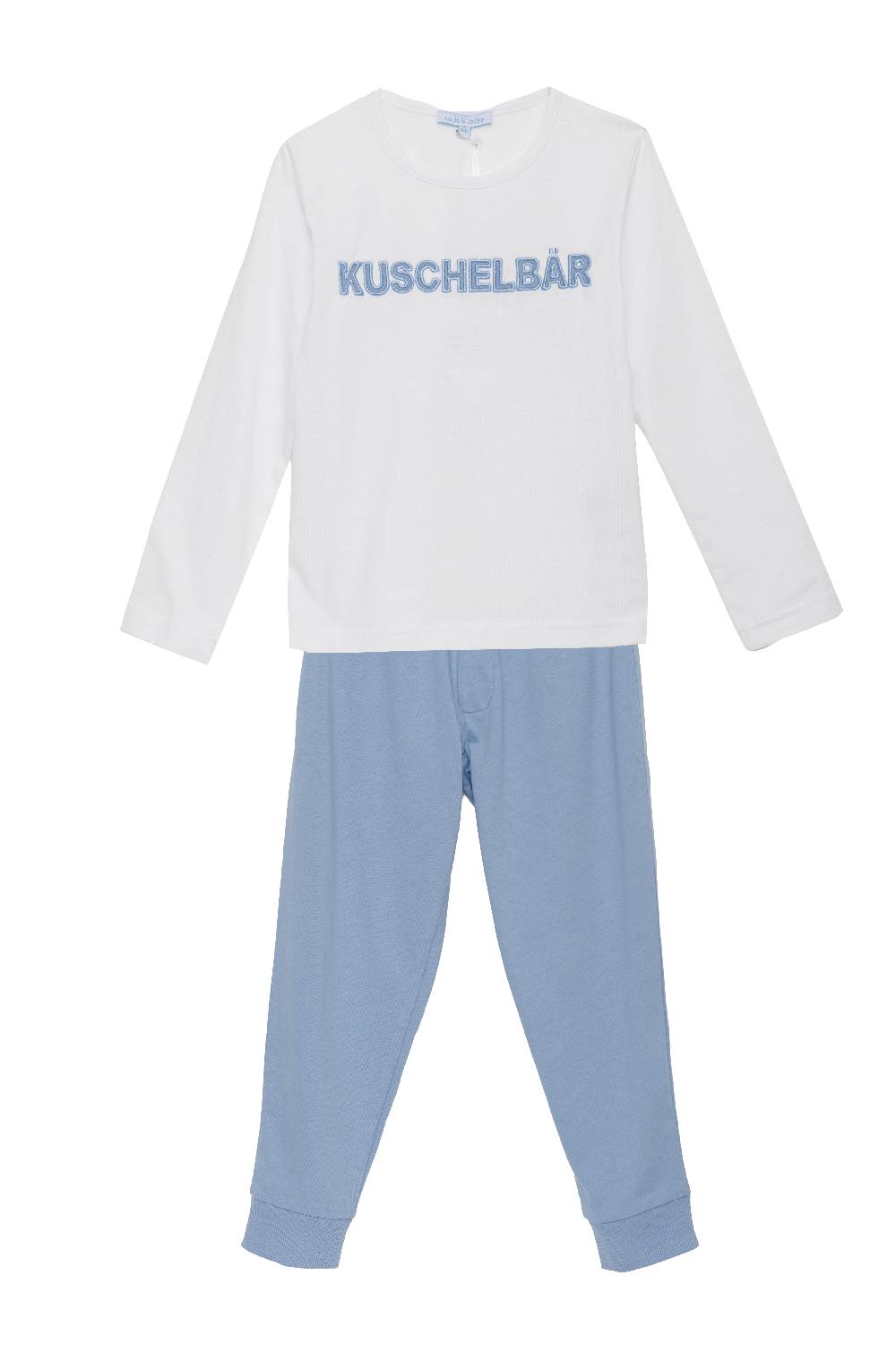 Louis & Louisa Pyjama Jungs Bündchen "Kuschelbär", weiß/blau Louis & Louisa Pyjama Jungs Bündchen "Kuschelbär", weiß/blau