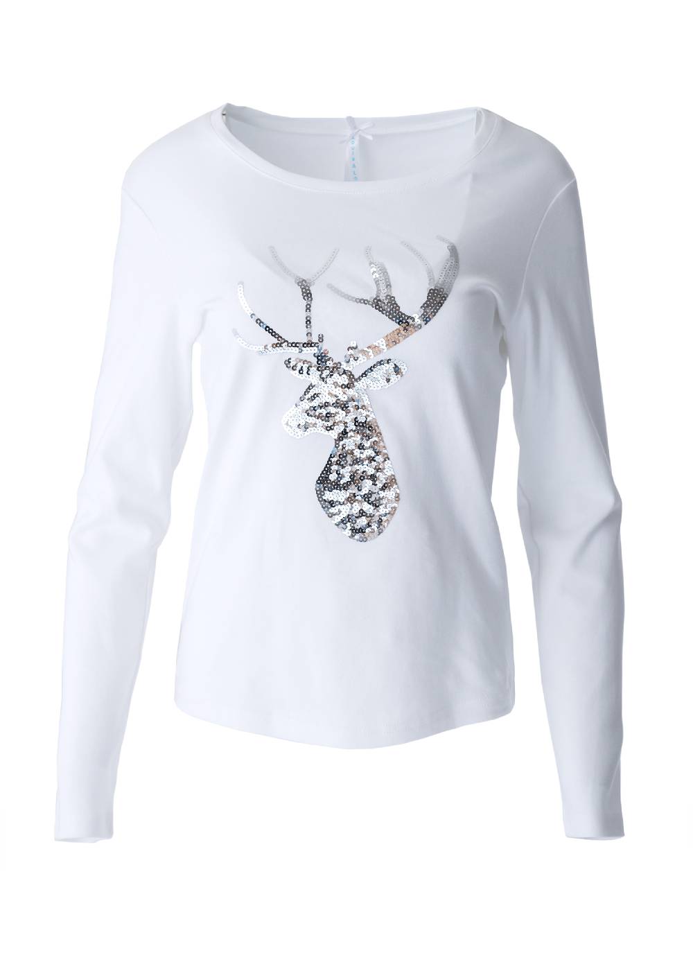 Louis & Louisa Shirt Damen "Paillettenhirsch", weiß/silber