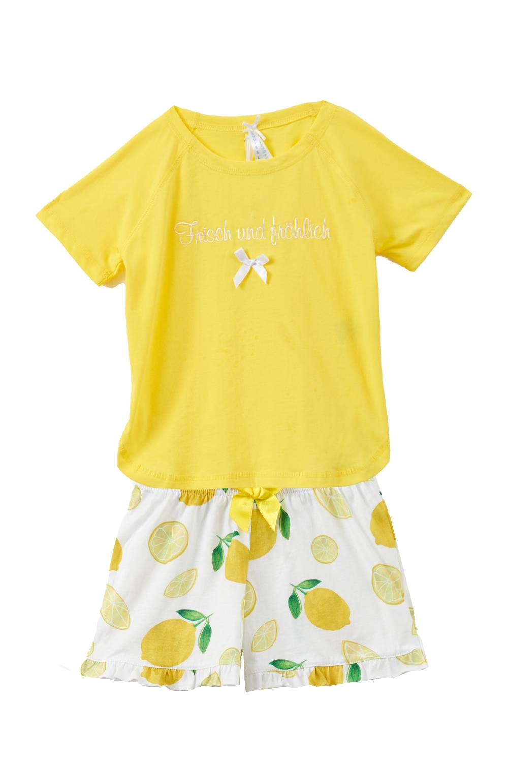 Louis & Louisa Short-Set Kinder "Frisch und fröhlich", gelb / Zitrone allover