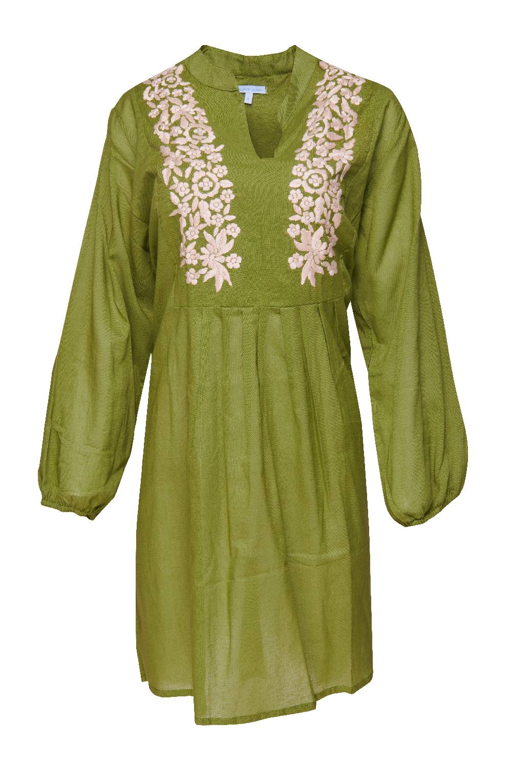 Louis & Louisa Tunika handbestickt V-Schnitt, Damen, grün