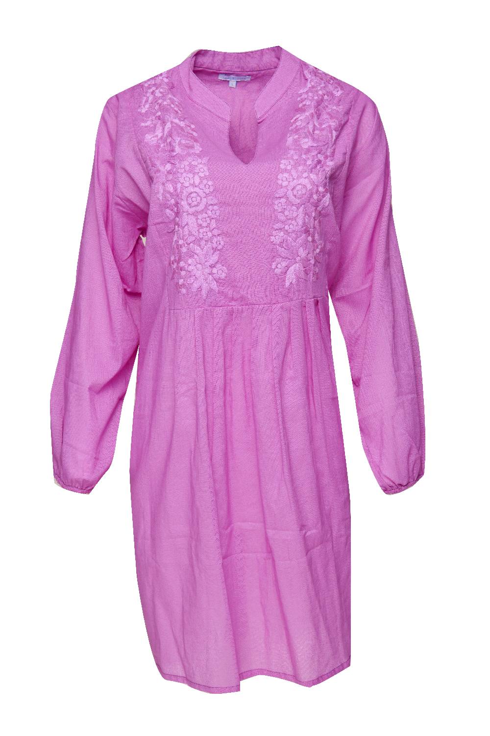 Louis & Louisa Tunika handbestickt V-Schnitt, Damen, orchid