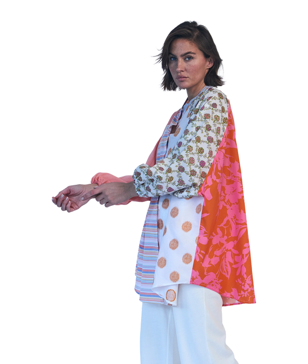 Love Joy Victory RE-BIRTH PATCHWORK BLUSE PEONIA