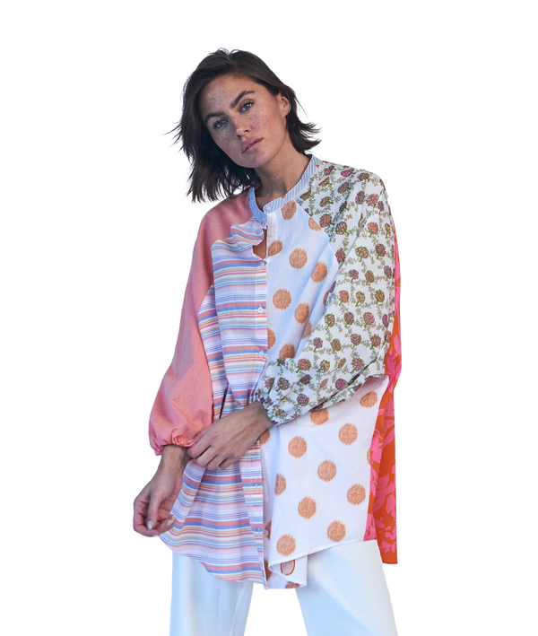 Love Joy Victory RE-BIRTH PATCHWORK BLUSE PEONIA