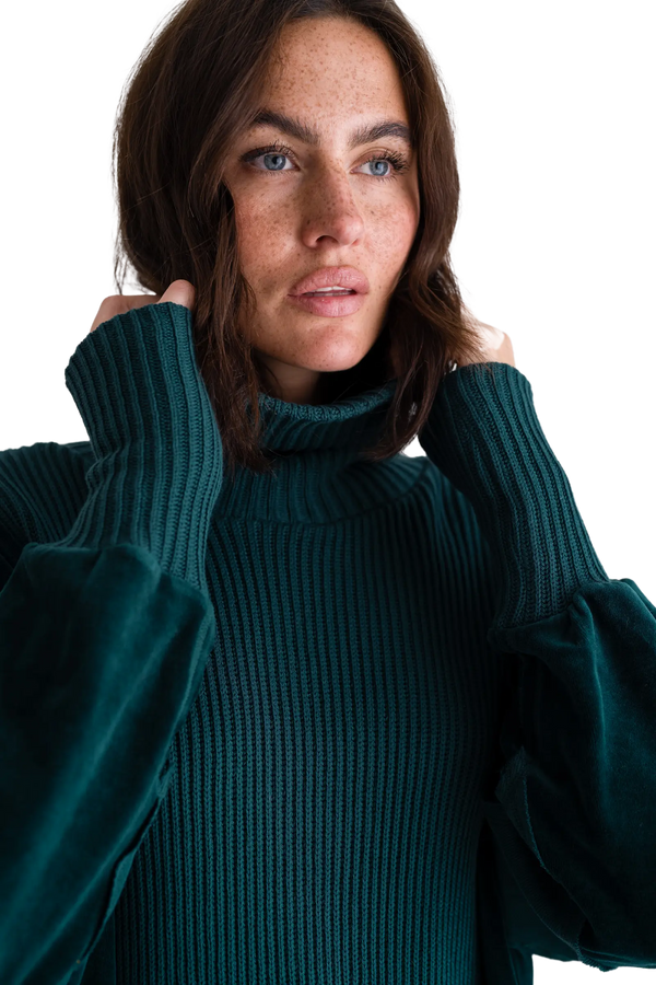 Love Joy Victory Rollkragenpullover Mit Velvet Und Strick Vega