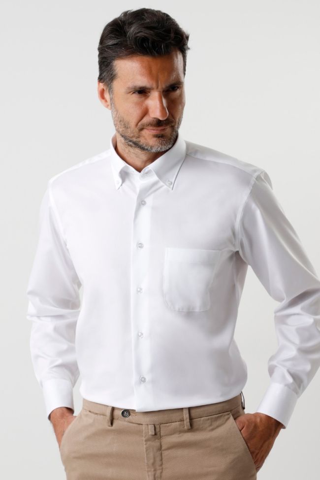 Aplomb Hemd Herren Aplomb Classic Bügelfreie Einfarbig 100% Baumwolle Kragen Button-Down Lange Ärmel