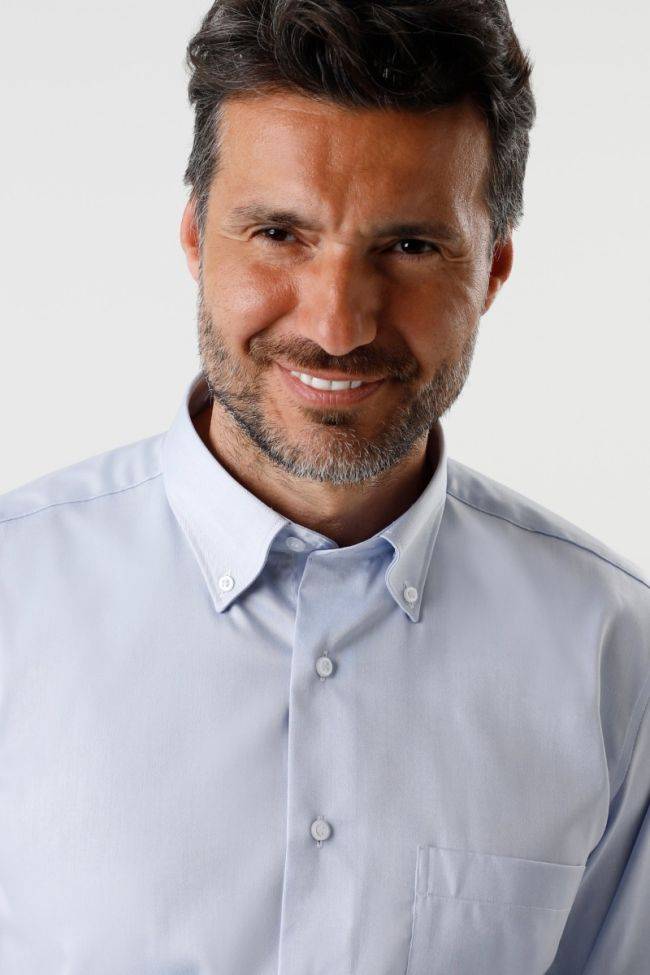 Aplomb Hemd Herren Aplomb Classic Bügelfreie Einfarbig 100% Baumwolle Kragen Button-Down Lange Ärmel