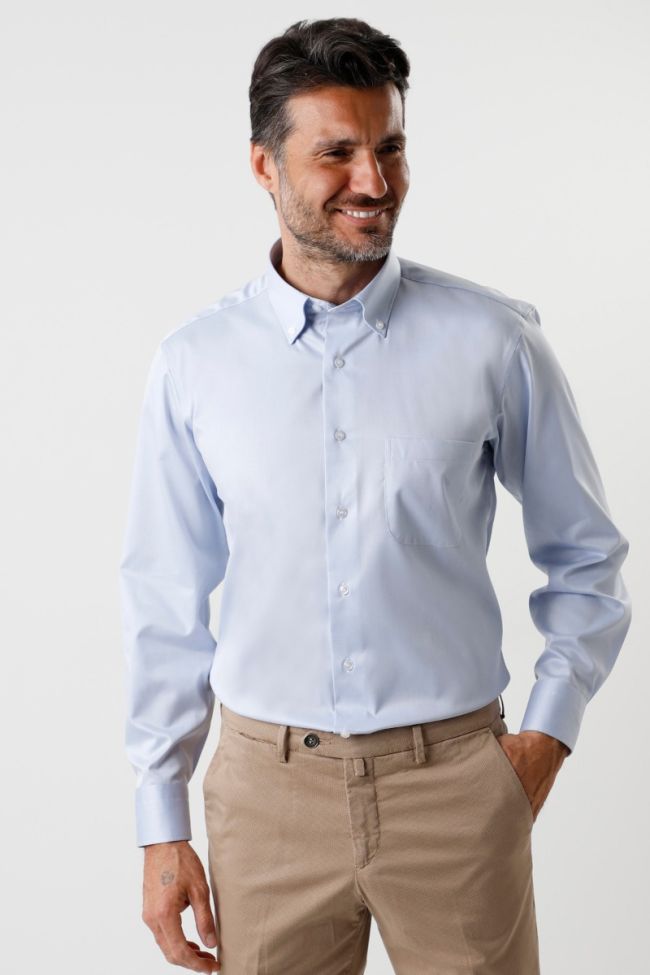 Aplomb Hemd Herren Aplomb Classic Bügelfreie Einfarbig 100% Baumwolle Kragen Button-Down Lange Ärmel