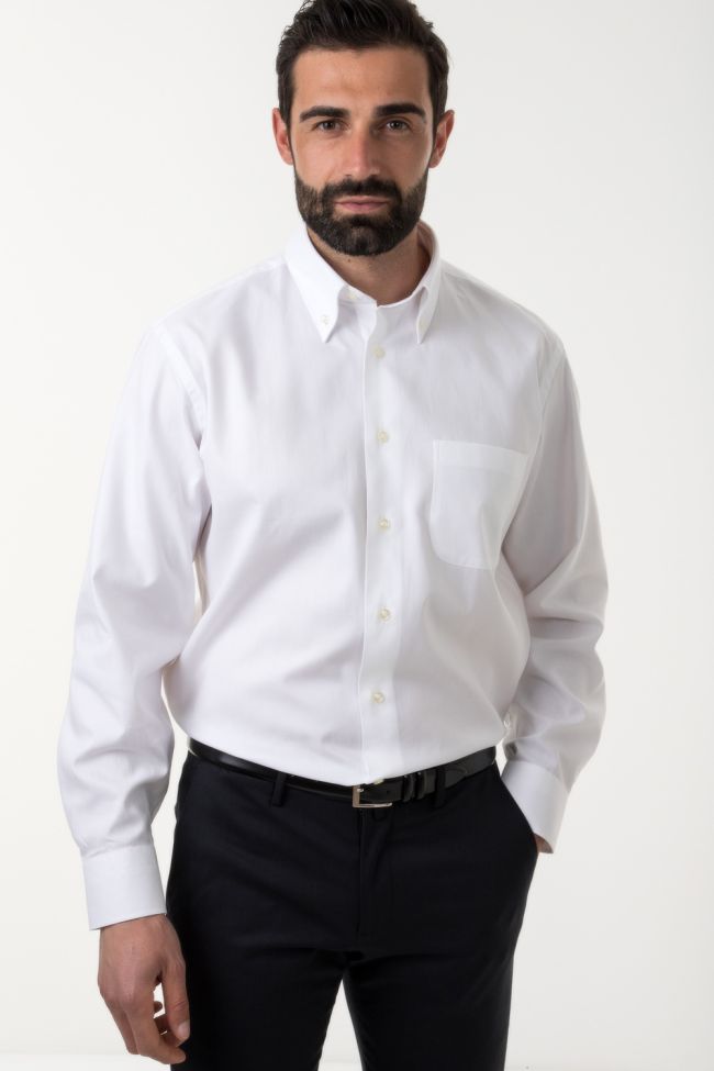 Aplomb Hemd Herren Aplomb Classic Einfarbig 100% Baumwolle Kragen Button-Down Lange Ärmel